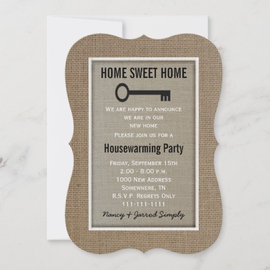 Housewarming Party Uitnodiging Burlap (Voorkant)