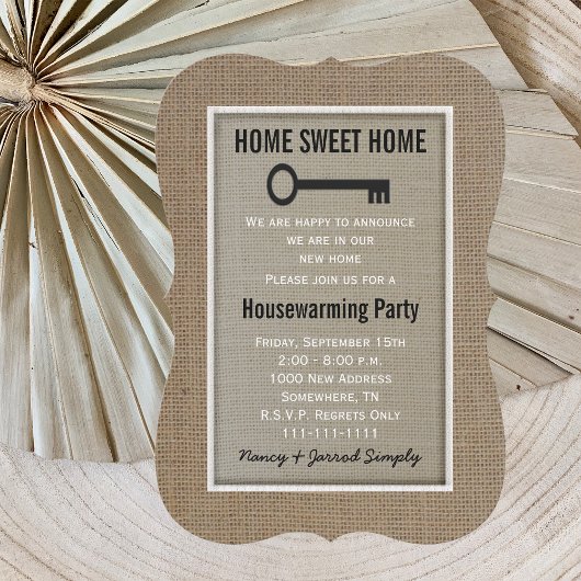 Housewarming Party Uitnodiging Burlap