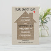 Housewarming Party Uitnodiging Burlap House (Staand voorkant)