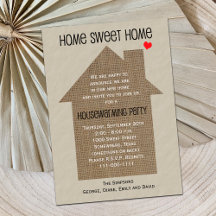 Housewarming Party Uitnodiging Burlap House