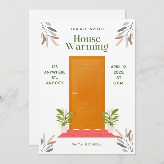 Housewarming Party uitnodiging, Housewarming uitno Kaart (Voorkant / Achterkant)