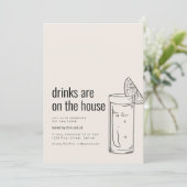 Housewarming Party Uitnodiging met Cocktail (Staand voorkant)