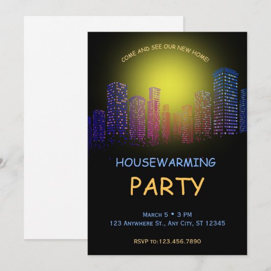 Housewarming Party Uitnodiging, Party Open Huis Kaart (Voorkant / Achterkant)