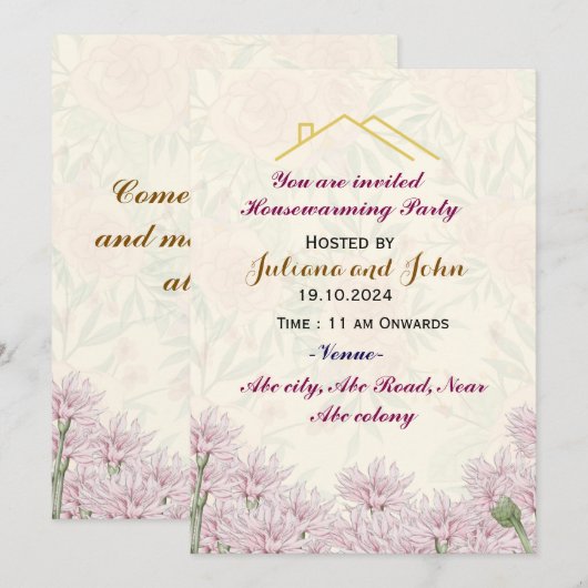 Housewarming Party uitnodigingen (Voorkant / Achterkant)