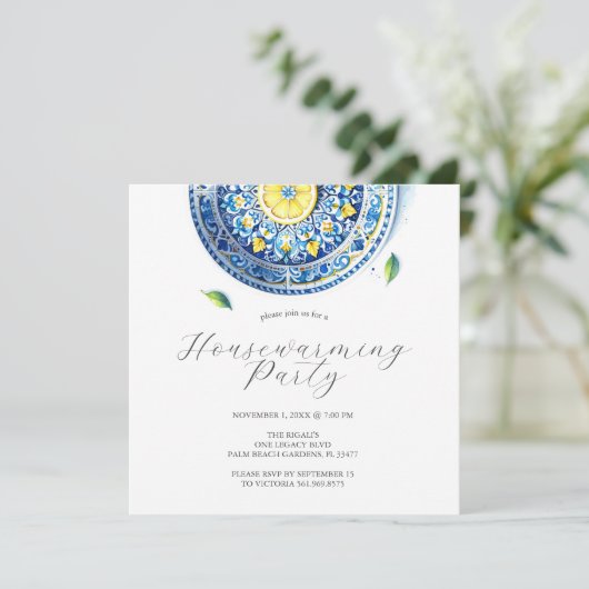 Housewarming Party Uitnodigingen Elegant Citroen T (Staand voorkant)