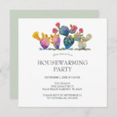 Housewarming Party Uitnodigingen Waterverf Cactus (Voorkant / Achterkant)