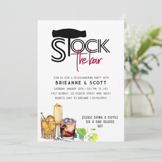 Housewarming Party van de Bar Champagne Kaart (Staand voorkant)