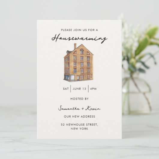 Housewarming Party  Waterverf Home Kaart (Staand voorkant)