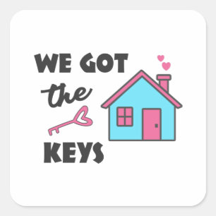 Housewarming party We hebben Keys Vierkante Sticker