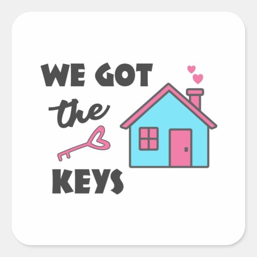 Housewarming party We hebben Keys Vierkante Sticker (Voorkant)