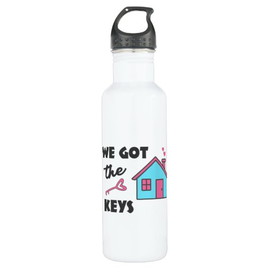 Housewarming party We hebben Keys Waterfles (Voorkant)