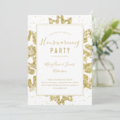 Housewarming Party | Winter Glitter Goud & Wit Kaart (Staand voorkant)