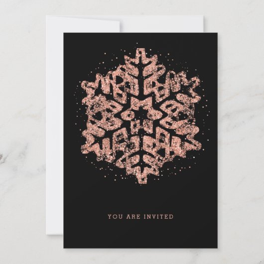 Housewarming Party | Winter Glitter Roze Goud Kaart (Achterkant)