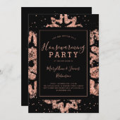 Housewarming Party | Winter Glitter Roze Goud Kaart (Voorkant / Achterkant)