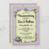 Housewarming Party Wonderland Teapot Tea Invite Kaart (Voorkant / Achterkant)