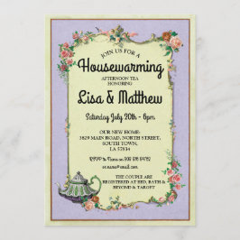Housewarming Party Wonderland Teapot Tea Invite Kaart