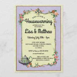 Housewarming Party Wonderland Teapot Tea Invite Kaart