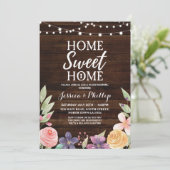 Housewarming Party Wood Rustic New Home Invite Kaart (Staand voorkant)