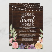 Housewarming Party Wood Rustic New Home Invite Kaart (Voorkant / Achterkant)