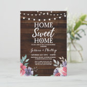 Housewarming Party Wood Rustic New Home Invite Kaart (Staand voorkant)