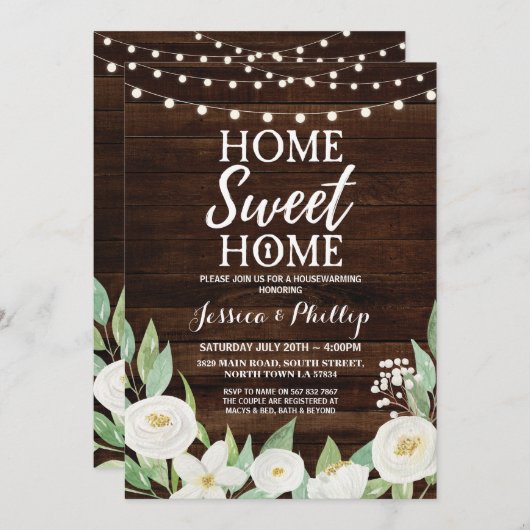 Housewarming Party Wood Rustic New Home Invite Kaart (Voorkant / Achterkant)