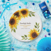 Housewarming Party Yellow Brown Sunflower White Papieren Bordje (Feest)