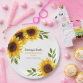 Housewarming Party Yellow Brown Sunflower White Papieren Bordje (Feest)