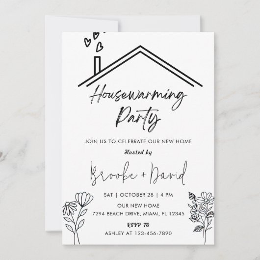 Housewarming Party  Zwart-wit Kaart (Voorkant)