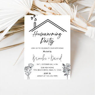 Housewarming Party Zwart-wit Kaart