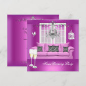 HouseWarming Pink Champagne Chandelier Sofa Kaart (Voorkant / Achterkant)