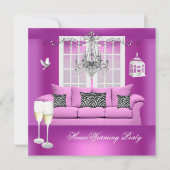 HouseWarming Pink Champagne Chandelier Sofa Kaart (Voorkant)