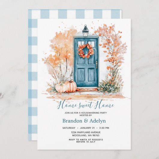 Housewarming Pompoen Home Sweet Home Kaart (Voorkant / Achterkant)