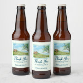 Housewarming Poppy Field Landscape Waterverf Bier Etiket (Flessen)