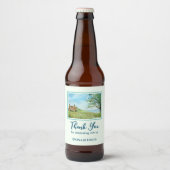 Housewarming Poppy Field Landscape Waterverf Bier Etiket (Voorkant)