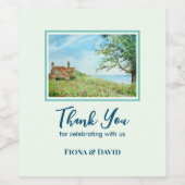 Housewarming Poppy Field Landscape Waterverf Wijn Etiket (Enkel label)