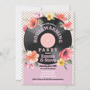 Housewarming Record Muziek Bloembloem jaren 1950 Kaart