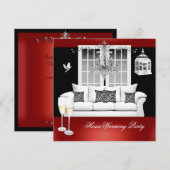 HouseWarming Red White Black Chandelier Kaart (Voorkant / Achterkant)