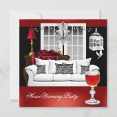 HouseWarming Red White Black Chandelier Kaart (Voorkant)