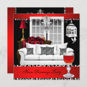 HouseWarming Red White Black Chandelier Kaart (Voorkant / Achterkant)