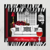 HouseWarming Red White Black Chandelier Zebra Kaart (Voorkant / Achterkant)