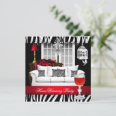HouseWarming Red White Black Chandelier Zebra Kaart (Staand voorkant)