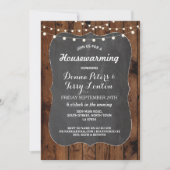 Housewarming Rustige lights Wood Chalk Invite Kaart (Voorkant)