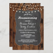 Housewarming Rustige lights Wood Chalk Invite Kaart (Voorkant / Achterkant)