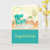 Housewarming schattig meubilair kaart (Gele Bloem)