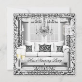 HouseWarming Silver White Champagne Chandelier Kaart (Voorkant)