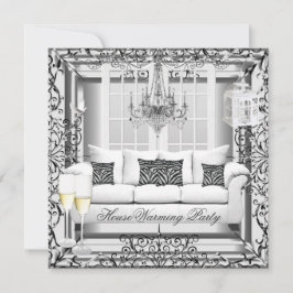 HouseWarming Silver White Champagne Chandelier Kaart
