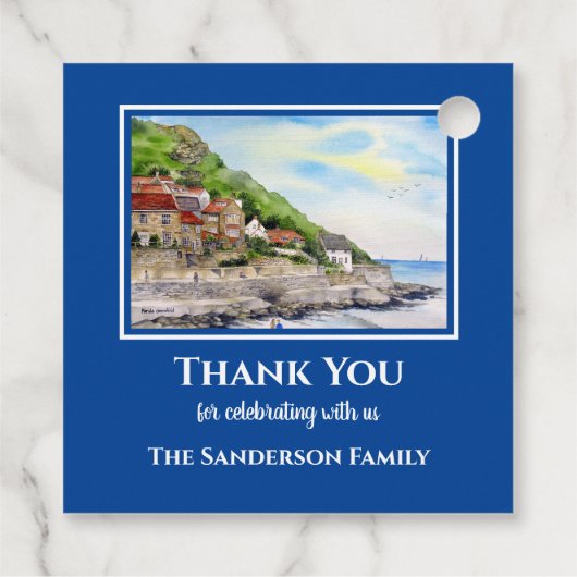 Housewarming Summer in Runswick Bay England Bedankjes Labels (Achterkant)