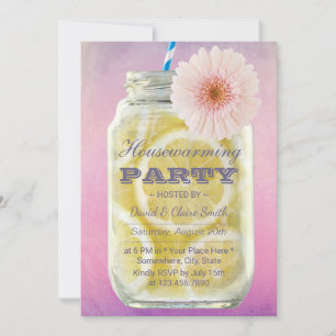 Housewarming Summer Lemonade Mason Jar Waterverf Kaart