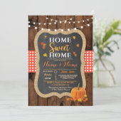 Housewarming Sweet Home Herfst Wood Pumpkin Invite Kaart (Staand voorkant)