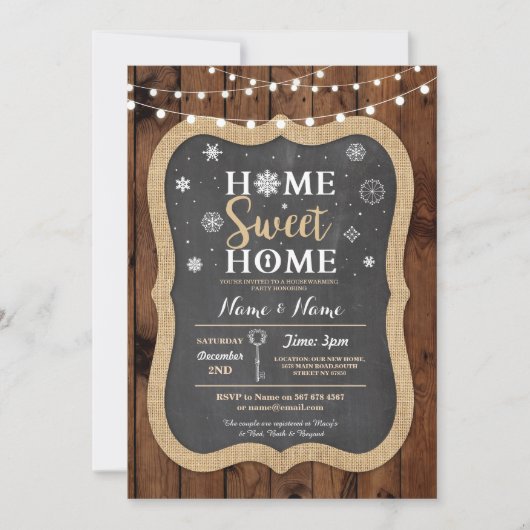Housewarming Sweet Home Kerst Winter Uitnodigen Kaart (Voorkant)
